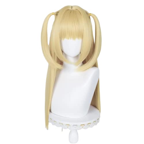 PWEINCY Long Gloden Ponytails Misa Amane Cosplay Wig with Bangs for Women Halloween Costume - Blonde - 1 Count (Pack of 1)