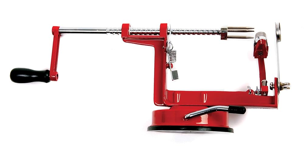 Norpro Apple Master-Apple, Potato, Parer, Slicer & Corer with Vacuum Base, Red frame - 866R Red