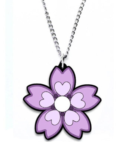 Purple Sakura Metal Necklace
