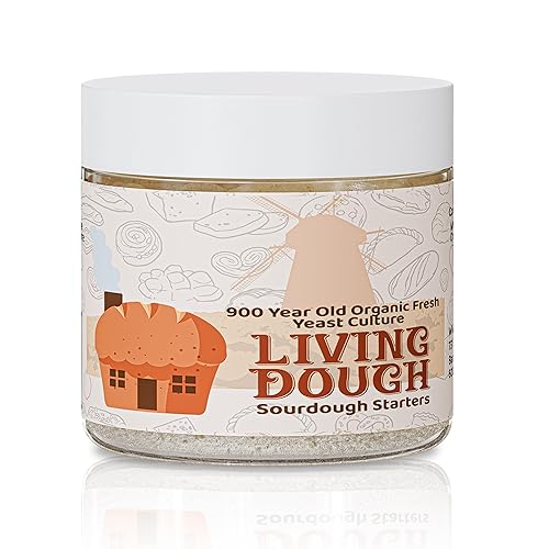 Living Dough - 900 Year Old Sourdough Starter Culture - Active & Live Organic Sourdough Starter for Baking - For Artisanal Bread, Pizza Dough, Waffles & More - Dutch