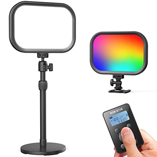 RaLeno® RGB Streaming Key Light with Remote Control & Built-in Battery, Video Light for Live Streaming Photography Video Calls, 1%-100% Brightness & 2500-8500K Color Temp 360° Color Gamut Adjustable
