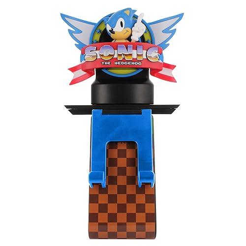 Exquisite Gaming: Classic Sonic The Hedgehog - Light Up Ikon LED Mobile Phone & Gaming Controller Holder - Charging Ports, Cable Guys, Licensed Figure