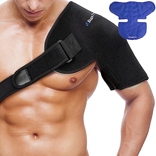Suptrust Shoulder Ice Pack Rotator Cuff Hot Cold Therapy, Ice Packs for Injuries Reusable, Shoulder Support Ice Wrap for Frozen Shoulder, Sports Injuries, Bursitis, Tendinitis & Surgery Recovery(XL) - Blue Ice Pack 540g