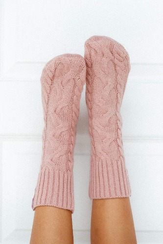 Cosy Knitted Socks - Pink | S-M