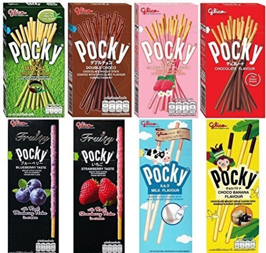 8 Flavours of Pocky - Pocky Matcha, Double Chocolate, Strawberry, Chocolate, Fruity Blueberry, Fruity Strawberry, Milky and Choco Banana (8 Boxes) by Pocky