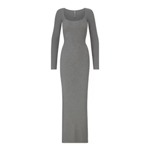 SKIMS SOFT LOUNGE Long Sleeve Dress Heather Grey - Grey