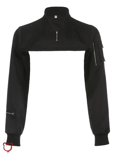 'Classic Noir Crop Jacket' - Black / L