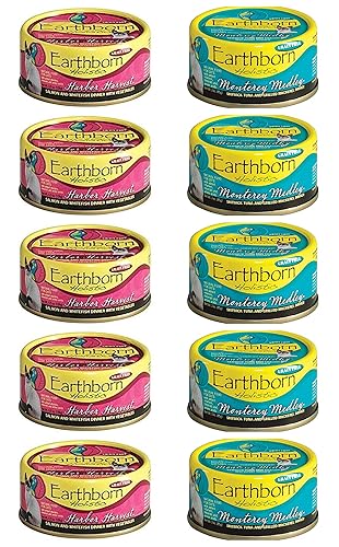Earthborn Holistic Grain Free Cat Food in 2 Flavors: (5) Harbor Harvest and (5) Monterey Medley (10 Cans Total, 3 Ounces Each)