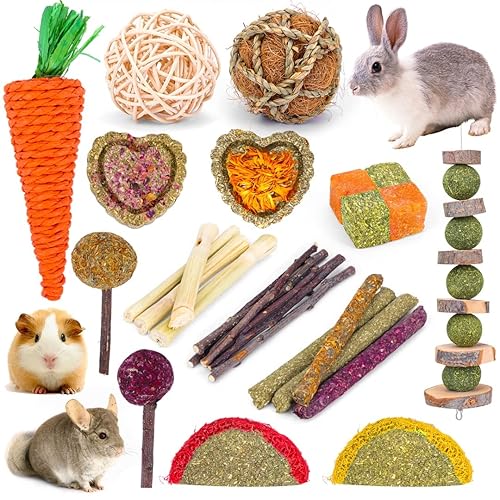 Vespro Natural Timothy Hay Sticks and Balls for Rabbit/Bunny/Ginea Pig/Hamster Teeth Care - Styles-4