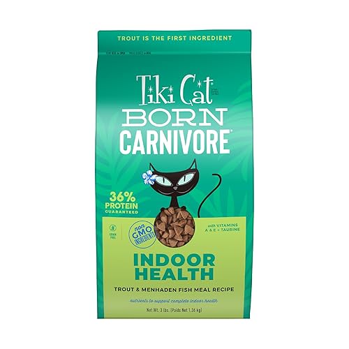 Tiki Cat Born Carnivore Indoor Health Dry Cat Food, Trout & Menhaden Fish Meal, 3 lbs. Bag - Trout & Menhaden Fish - 3 Pound (Pack of 1)