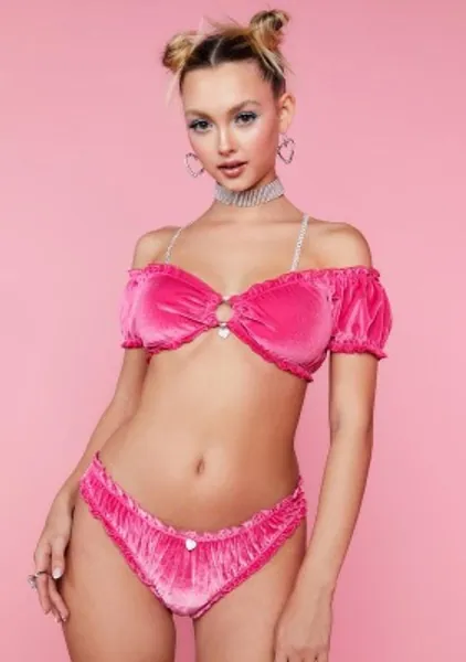 Bedroom Eyes Velour Lingerie Set
