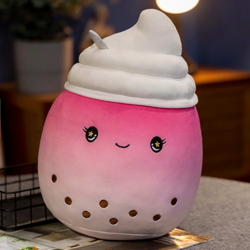 Cutest Ice-cream Boba Tea Stuffed Plush Cushion - Pink / 24cm