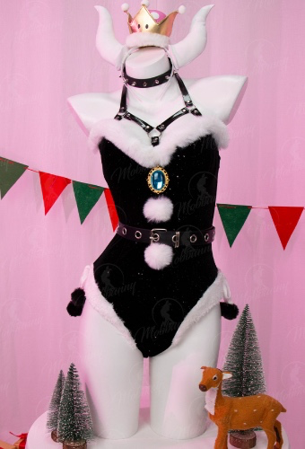Hime Derivative Sexy Lingerie Set Christmas Furry Bodysuit with Headwear Glvoes Stockings
