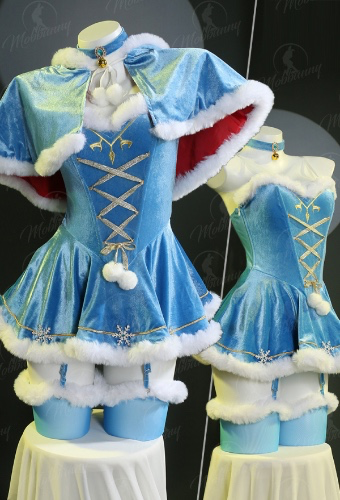 Christmas Princess Zelda Derivative Sexy Lingerie Costume Blue Bodysuit and Mini Skirt with Short Cloak Gloves Stockings