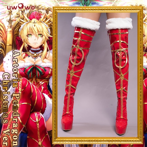 Exclusive Authorization Uwowo X Sakiyamama FGO Fanart Artoria Pendragon Christmas Ver. Cosplay Shoes - 44