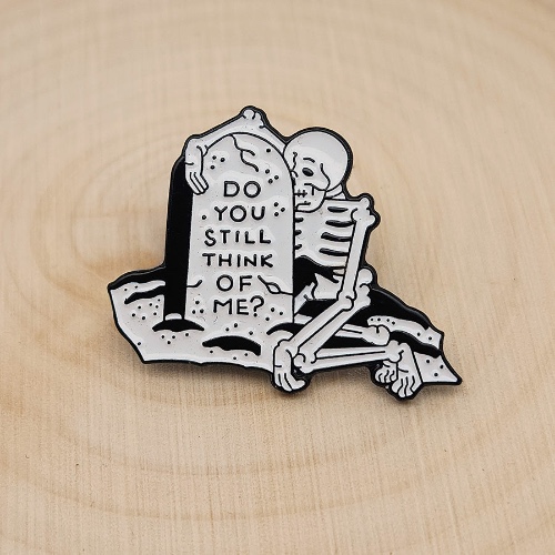 "Do You Still Think of Me?" Tombstone Enamel Lapel Pin