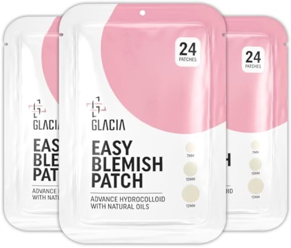 Pimple Patches by Glacia® – 72 Pack of Hydrocolloid Patches, Spot Patches for All Skin Types – Spot Stickers Made With Natural Oils, Tea Tree and Calendula For Fast Acting Skincare - 1 count (Pack of 72)