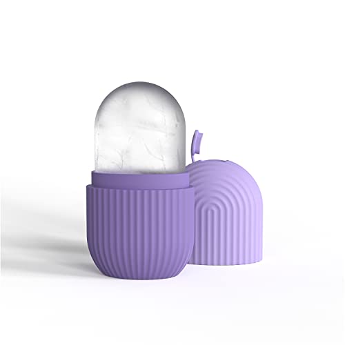 Glow Cube Ice Roller For Face Eyes and Neck To Brighten Skin & Enhance Your Natural Glow/Reusable Facial Treatment to Tighten & Tone Skin & De-Puff The Eye Area (Pastel Purple) - Pastel Purple