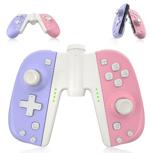 PowerLead Wireless Controller for Nintendo Switch, Controller Joystick for Switch/OLED/Switch Lite, 2 Pack Replacement for Switch L/R Remote with Turbo Macro and 6-axis Gyroscope(Bracket Included)
