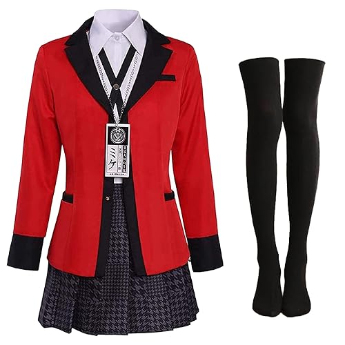 Coslover Womens Anime Red Uniform Costume Jacket Halloween Cosplay Costume Full Set Women&Girl - Red Full Set - Medium