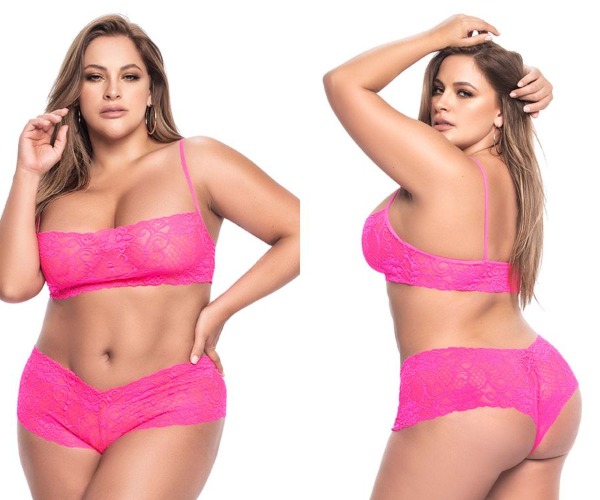Mapale 206X Panty and Top Lace Set Color Hot Pink - 1-2XL / Hot Pink