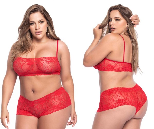 Mapale 206X Panty and Top Lace Set Color Red - 1-2XL / Red