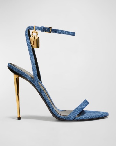 Denim Lock & Key Stiletto Sandals