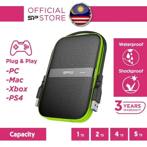 Silicon Power A60 5TB Shockproof External Hard Disk Drive