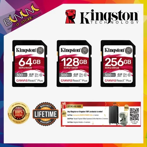 Kingston Canvas React Plus SD memory card 128Gb