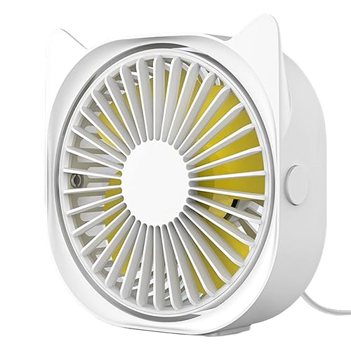 USB Desk Fans Small Quiet - Mini Cute Desktop Fan USB Powered 3 Wind Speeds Personal Table Fans for Home Bedroom Office Work - Ivory white