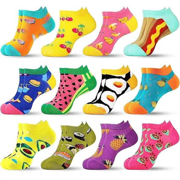 Jeasona 10/12 Paare Lustige Sneaker Socken Damen 39-42 Baumwolle Bunte Socken Damen 39-42 Sneaker Socken Damen Bunt Kurze Socken Damen Lässig Ausgefallene Witzig - 39-42 - Mehrfarbig-9823H