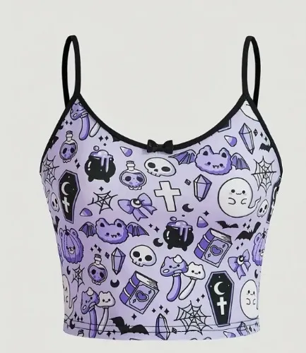 top na ramiączkach z nadrukiem halloween dla kobiet urocza - Temu Poland