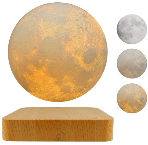 PeacePlanet Floating Moon Lamp, Gift, LED Table Lamp, Magnetic Levitating and Rotating Night Light. Multicolor, Touch Control. Creative Gift for Birthday, Anniversary, Home Decor, Bedroom, Office. - 