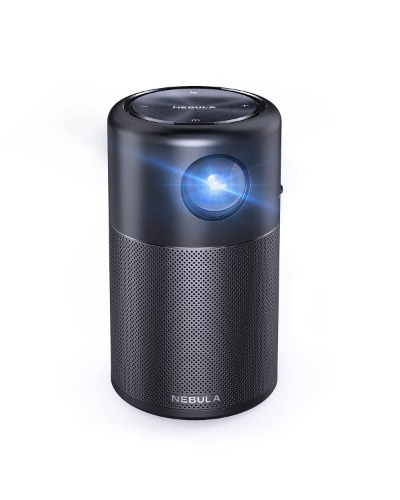Anker NEBULA Capsule, Smart Wi-Fi Mini Projector, 100 ANSI Lumen Portable Projector, 360° Speaker, Movie Projector, 100 Inch Picture, 4Hr Video Playtime for Inside and Outside, Watch Anywhere - Black