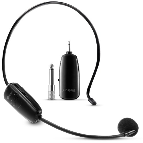 Bietrun UHF Wireless Microphone Headset, 165ft Range, Working Time 6H, 1/4''Plug, Wireless Headset Mic ＆Handheld Mic 2 in 1, for Karaoke Speaker, Amplifier, Mic Speakers, PA System, Teaching, Fitness - Headset
