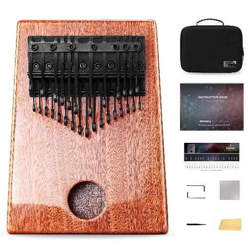 MOOZICA 29 Keys Chormatic Kalimba, Double-layer Solid Mahogany Wood Professional Kalimba Thumb Piano Made By Philip.K(BKS29-MA1, Light Wood)