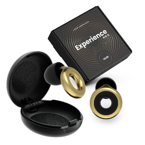 Loop Experience Pro Earplugs - High Fidelity Hearing Protection for Musicians, DJs, Drummers, Festivals, Concerts and Nightlife – 18dB Noise Reduction Ear Plugs – Extra Accessories Incl - Gold
