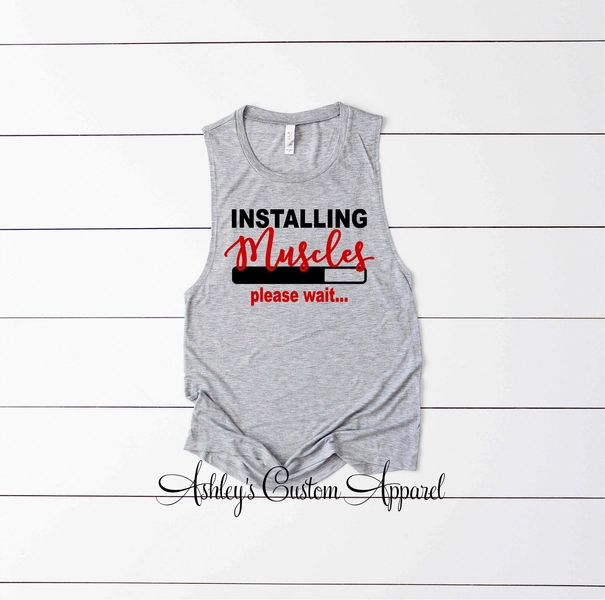 Installing Muscles Womens Workout Tank Tops Fitness Muscle Tank Top Motivational Gym Shirts Girls Who Lift Strong Women Personal Trainer