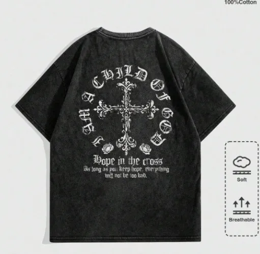 ROMWE Goth Camiseta masculina estampada com letras, escola