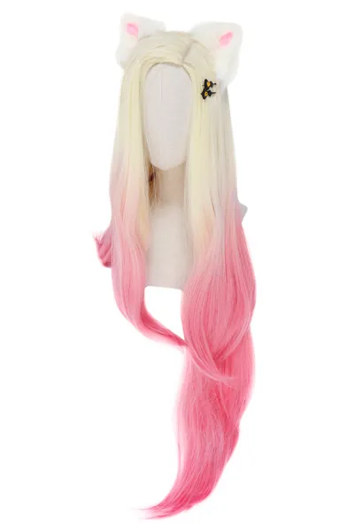 League of Legends KDA BADDEST New Skin 2020 Ahri Cosplay Long Gradient Wig with Ears