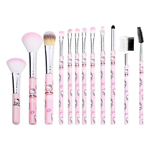 Kitty Cat Makeup Brushes Set - 12pcs Kitty Cat Gift Makeup Brush Set for Girl (MB-Kitty Cat) - TI-MB-Hello kitty