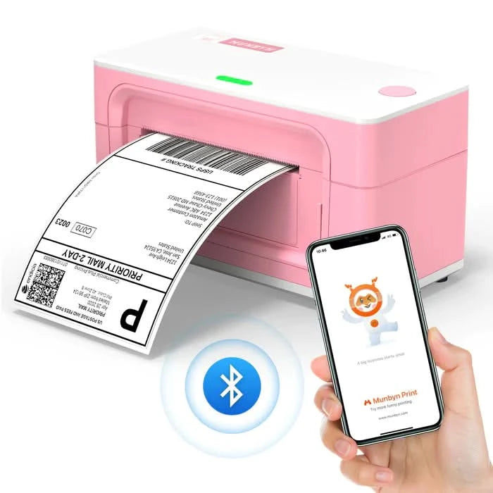 MUNBYN RealWriter 941 Bluetooth Upgraded Thermal Label Printer | Pink / 941BP (300DPI)