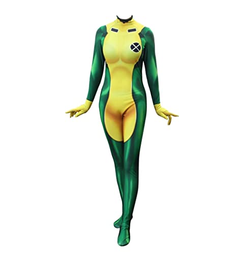 Axvinel Superhero Rogue Cosplay Costume Womens Full Set Bodysuit Zentai Jumpsuit - Medium