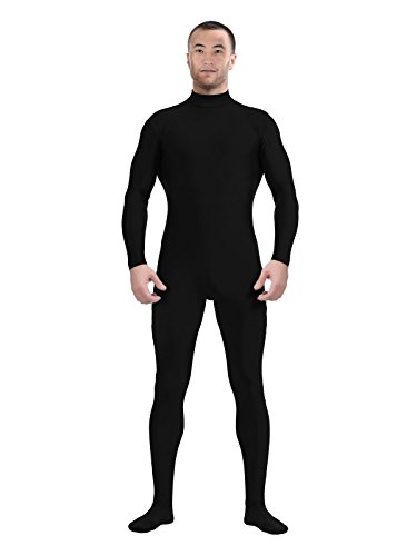 Aniler Men's and Women's Spandex Zentai Costume Bodysuit Stretch Halloween Unitard Party Cosplay Body Suit - Large - Black