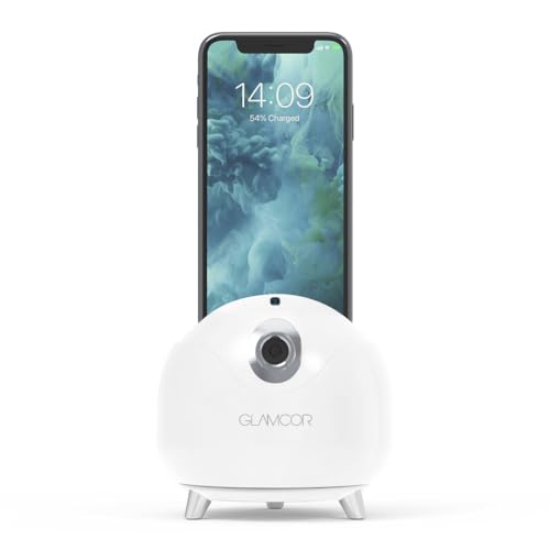 Glamcor Star Tracker | 2-Axis AI-Powered Auto Face Tracking, No APP Needed, fits Camera, Ipad lights with media attachment (White) - White