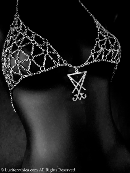 Sigil of Lucifer Bra - Occult luciferian metallic bra