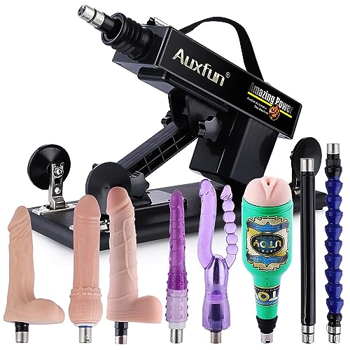 Auxfun Sex Machine with 8 Sex Toys, Automatic Love Machine for Women and Men, Machine with Masturbation Cup, Realistic Dildo, Sliding Lifelike Dildo - Set 1