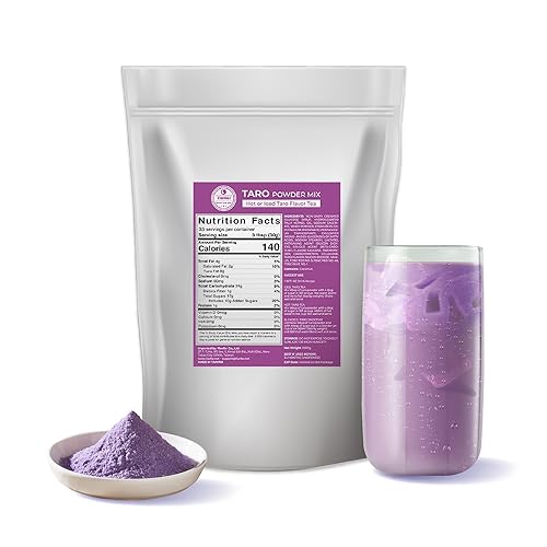 Flavfar Less Sugar Taro Milk Tea Mix, 2.2 lb – Instant Powdered Drink, Serve Hot or Cold – Authentic Taiwanese Flavor for Bubble Tea at Home - Taro - 35 Ounce (Pack of 1)