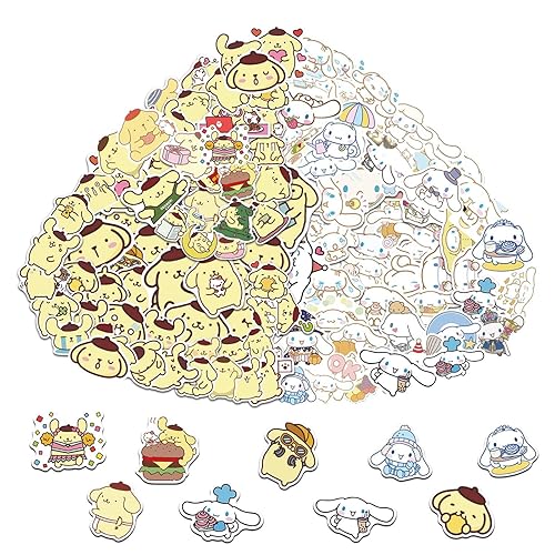 200Pcs Cinnamoroll & Pompompurin Stickers Cute Mix Cartoon Waterproof Stickers Vinyl Art Stickers.Stickers for Water Bottles,Skateboards and Notebooks, Laptop Stickers for Teens Girls Kids Adults