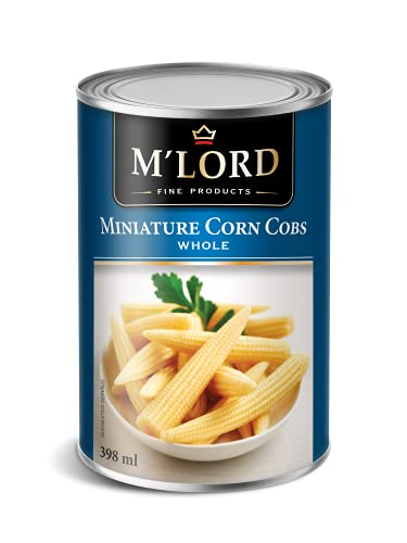 M'Lord Mini Corn Cobs, Whole, Perfect for Snacks or Side Dishes, Packed with Antioxidants & Vitamins, 398ml